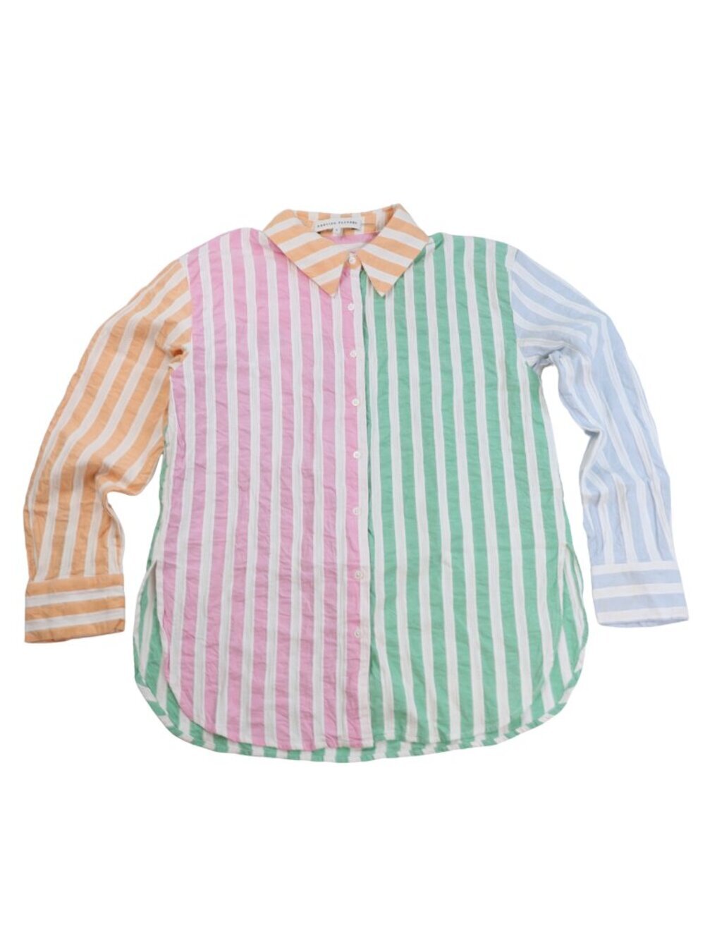 English Factory Pastel Colorblock Stripe Button Up Blouse Small